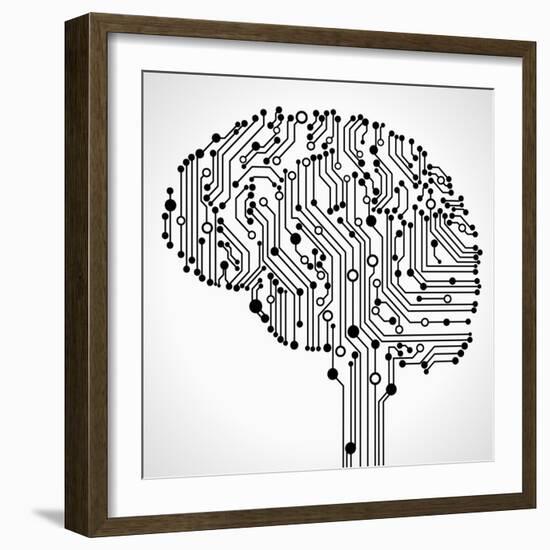 The Concept of Thinking. Background with Abstract Human Brain.-VLADGRIN-Framed Art Print