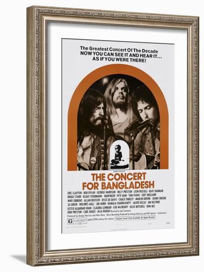 The Concert for Bangladesh, from Left: George Harrison, Leon Russell, Bob Dylan, 1972-null-Framed Art Print