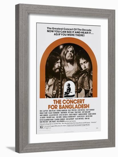 The Concert for Bangladesh, from Left: George Harrison, Leon Russell, Bob Dylan, 1972-null-Framed Art Print