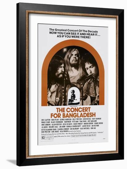 The Concert for Bangladesh, from Left: George Harrison, Leon Russell, Bob Dylan, 1972-null-Framed Art Print