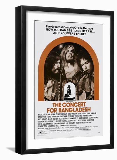 The Concert for Bangladesh, from Left: George Harrison, Leon Russell, Bob Dylan, 1972-null-Framed Art Print