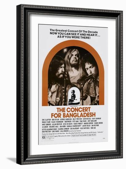 The Concert for Bangladesh, from Left: George Harrison, Leon Russell, Bob Dylan, 1972-null-Framed Art Print