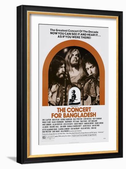 The Concert for Bangladesh, from Left: George Harrison, Leon Russell, Bob Dylan, 1972-null-Framed Art Print