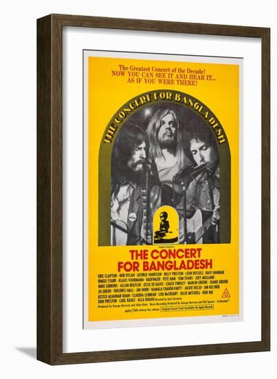 The Concert for Bangladesh, from Left: George Harrison, Leon Russell, Bob Dylan, 1972-null-Framed Art Print