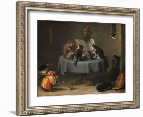 The Concert of Cats Par Teniers, David, the Younger (1610-1690). Oil on Wood, Size : 26X31,5, 17Th-David the Younger Teniers-Framed Giclee Print