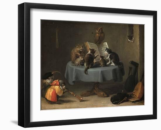 The Concert of Cats Par Teniers, David, the Younger (1610-1690). Oil on Wood, Size : 26X31,5, 17Th-David the Younger Teniers-Framed Giclee Print