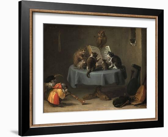 The Concert of Cats Par Teniers, David, the Younger (1610-1690). Oil on Wood, Size : 26X31,5, 17Th-David the Younger Teniers-Framed Giclee Print
