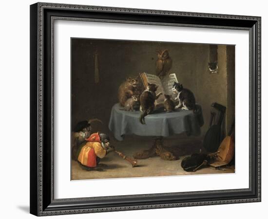 The Concert of Cats Par Teniers, David, the Younger (1610-1690). Oil on Wood, Size : 26X31,5, 17Th-David the Younger Teniers-Framed Giclee Print