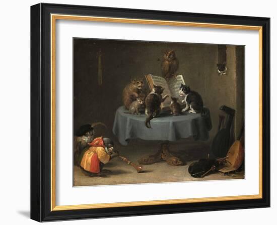 The Concert of Cats Par Teniers, David, the Younger (1610-1690). Oil on Wood, Size : 26X31,5, 17Th-David the Younger Teniers-Framed Giclee Print