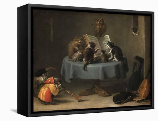 The Concert of Cats Par Teniers, David, the Younger (1610-1690). Oil on Wood, Size : 26X31,5, 17Th-David the Younger Teniers-Framed Premier Image Canvas