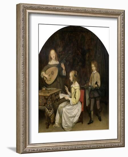 The Concert: Singer and Theorbo Player-Gerard Terborch-Framed Giclee Print