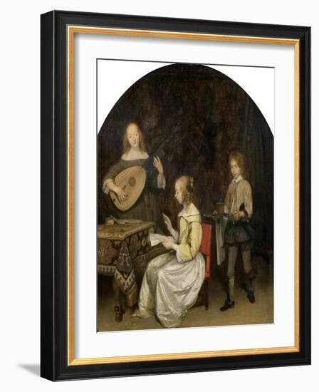 The Concert: Singer and Theorbo Player-Gerard Terborch-Framed Giclee Print