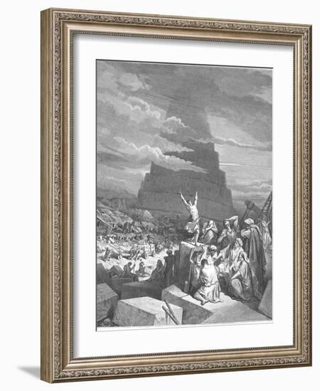 The Confusion of Tongues, 1897-Gustave Doré-Framed Giclee Print