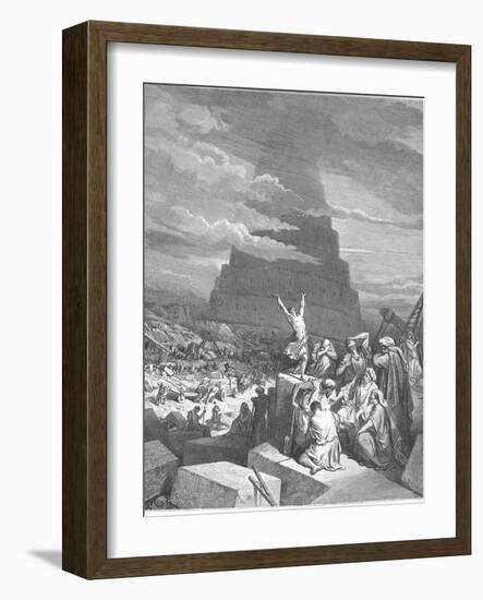 The Confusion of Tongues, 1897-Gustave Doré-Framed Giclee Print