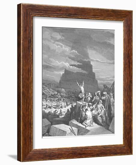 The Confusion of Tongues, 1897-Gustave Doré-Framed Giclee Print