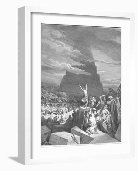 The Confusion of Tongues, 1897-Gustave Doré-Framed Giclee Print