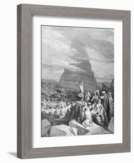 The Confusion of Tongues, Engraved by C. Maurino, C.1868-Gustave Doré-Framed Giclee Print