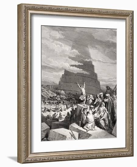 The Confusion of Tongues, Genesis 11:7-9, Illustration from Dore's 'The Holy Bible', Engraved by…-Gustave Doré-Framed Giclee Print