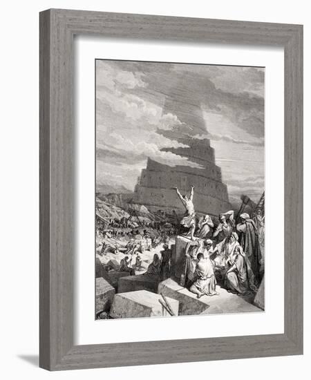 The Confusion of Tongues, Genesis 11:7-9, Illustration from Dore's 'The Holy Bible', Engraved by…-Gustave Doré-Framed Giclee Print