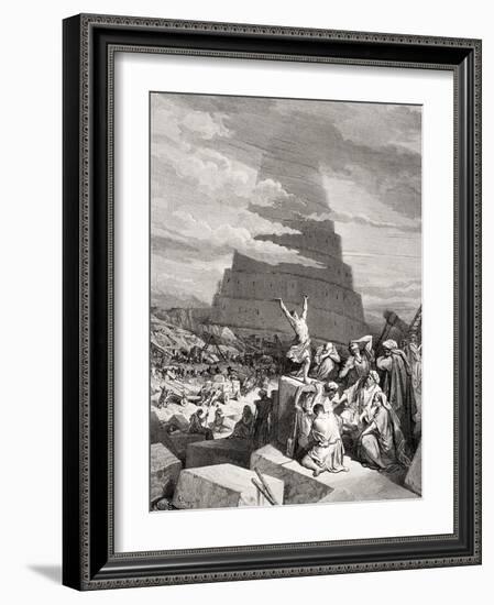 The Confusion of Tongues, Genesis 11:7-9, Illustration from Dore's 'The Holy Bible', Engraved by…-Gustave Doré-Framed Giclee Print