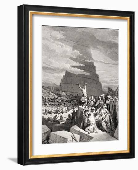 The Confusion of Tongues, Genesis 11:7-9, Illustration from Dore's 'The Holy Bible', Engraved by…-Gustave Doré-Framed Giclee Print