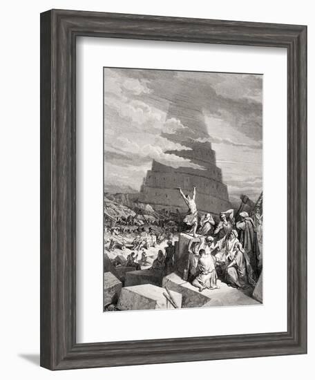 The Confusion of Tongues, Genesis 11:7-9, Illustration from Dore's 'The Holy Bible', Engraved by…-Gustave Doré-Framed Giclee Print