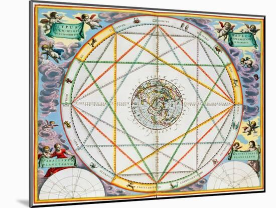 The conjunction of the planets, 1660-1661-Andreas Cellarius-Mounted Giclee Print