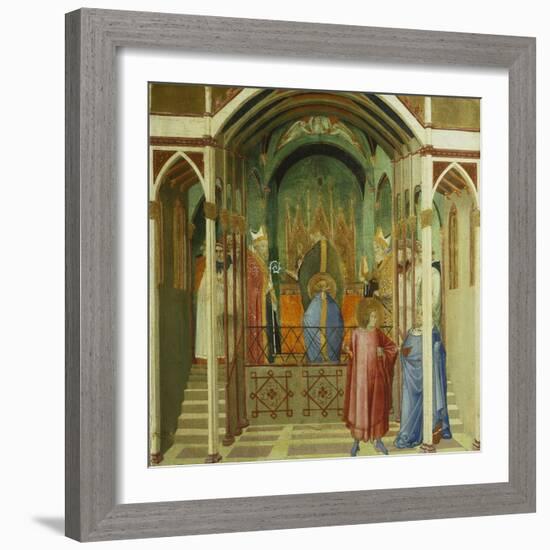 The Consecration of St Nicholas as Bishop of Mira, Detail from Miracles of St Nicholas of Bari-Ambrogio Lorenzetti-Framed Giclee Print