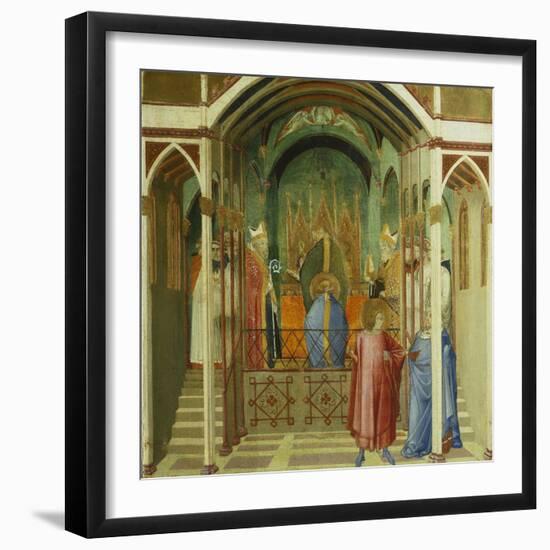 The Consecration of St Nicholas as Bishop of Mira, Detail from Miracles of St Nicholas of Bari-Ambrogio Lorenzetti-Framed Giclee Print