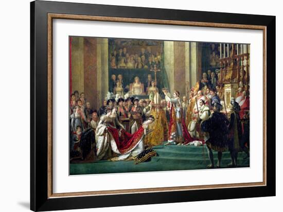 The Consecration of the Emperor Napoleon (1769-1821) and the Coronation of the Empress Josephine-Jacques-Louis David-Framed Giclee Print