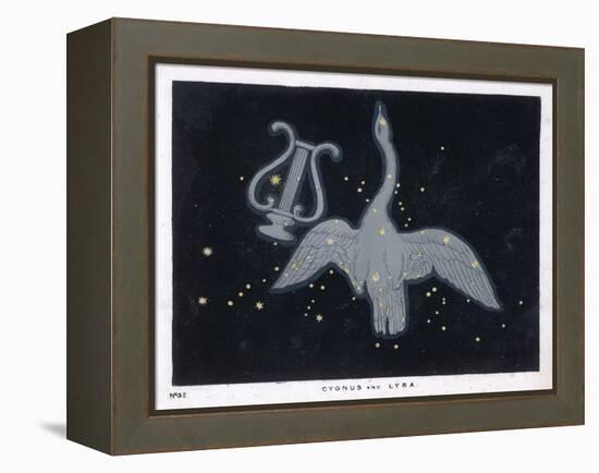 The Constellation of Cygnus, a Flying Swan, and Lyra, That of an Ancient Greek Lyre-Charles F. Bunt-Framed Stretched Canvas