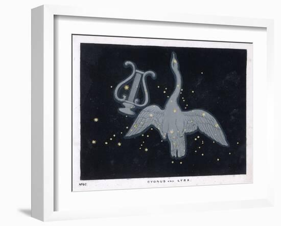 The Constellation of Cygnus, a Flying Swan, and Lyra, That of an Ancient Greek Lyre-Charles F. Bunt-Framed Art Print