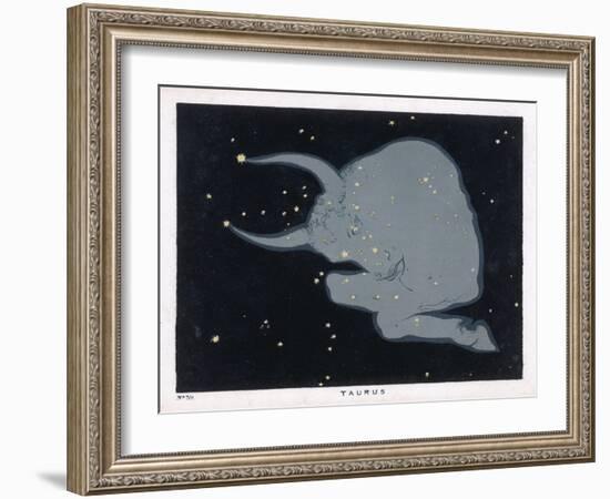 The Constellation of Taurus the Head Neck Shoulders and Forelegs of a Horned Bull-Charles F. Bunt-Framed Art Print