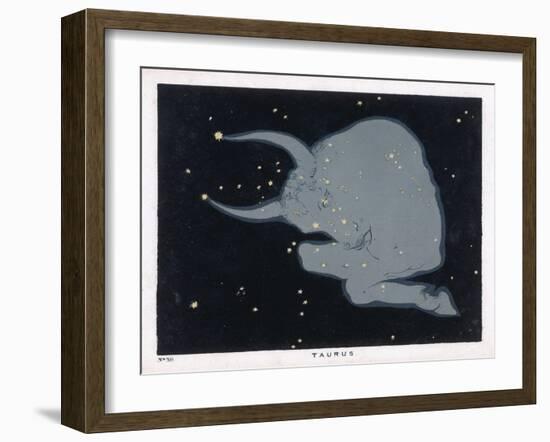 The Constellation of Taurus the Head Neck Shoulders and Forelegs of a Horned Bull-Charles F. Bunt-Framed Art Print