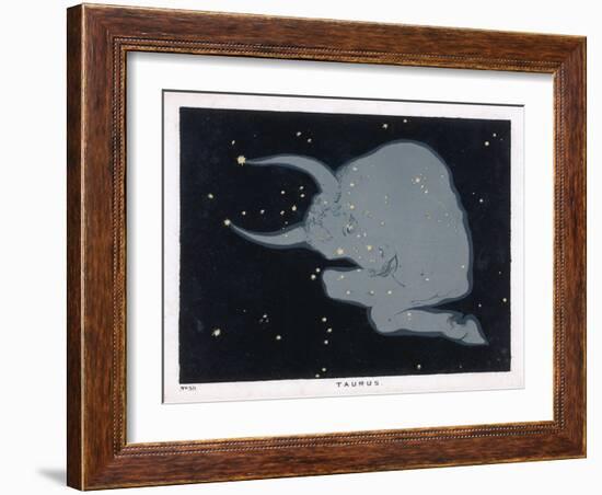 The Constellation of Taurus the Head Neck Shoulders and Forelegs of a Horned Bull-Charles F. Bunt-Framed Art Print