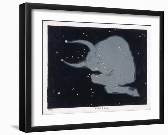 The Constellation of Taurus the Head Neck Shoulders and Forelegs of a Horned Bull-Charles F. Bunt-Framed Art Print