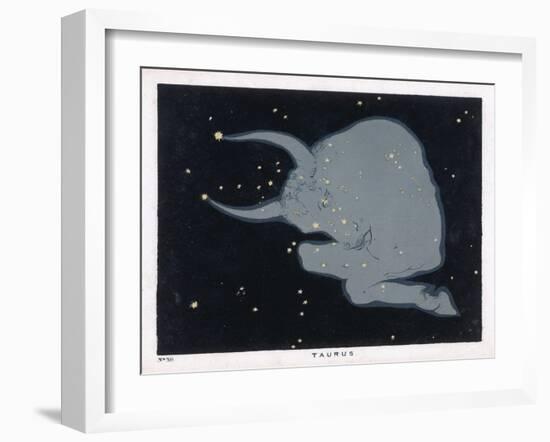 The Constellation of Taurus the Head Neck Shoulders and Forelegs of a Horned Bull-Charles F. Bunt-Framed Art Print