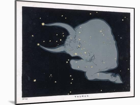 The Constellation of Taurus the Head Neck Shoulders and Forelegs of a Horned Bull-Charles F. Bunt-Mounted Art Print