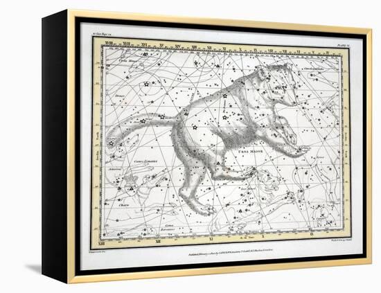 The Constellations (Plate VI) Ursa Major, from A Celestial Atlas by Alexander Jamieson, 1822-null-Framed Premier Image Canvas