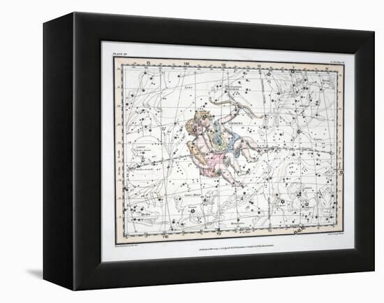 The Constellations (Plate XV) Gemini, from A Celestial Atlas by Alexander Jamieson, 1822-null-Framed Premier Image Canvas