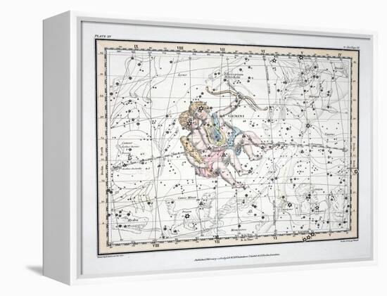 The Constellations (Plate XV) Gemini, from A Celestial Atlas by Alexander Jamieson, 1822-null-Framed Premier Image Canvas