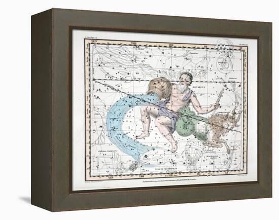 The Constellations (Plate XXI) Capricorn and Aquarius, from A Celestial Atlas by Alexander Jamie-null-Framed Premier Image Canvas