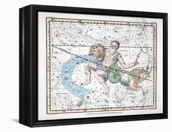 The Constellations (Plate XXI) Capricorn and Aquarius, from A Celestial Atlas by Alexander Jamie-null-Framed Premier Image Canvas