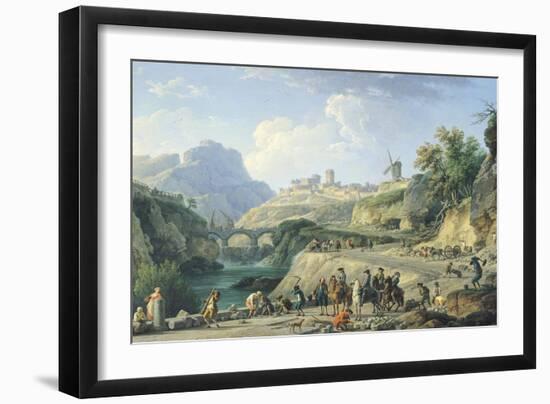 The Construction of a Road, 1774-Claude Joseph Vernet-Framed Giclee Print