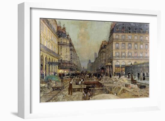 The Construction of the Metro, 1900-Luigi Loir-Framed Giclee Print