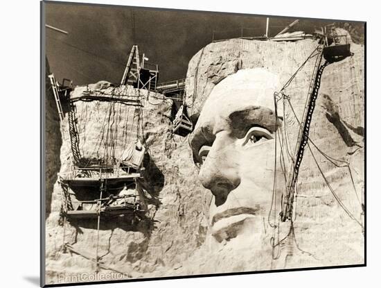 The Construction of the Mount Rushmore National Memorial, Detail of Abraham Lincoln,1928-null-Mounted Photographic Print