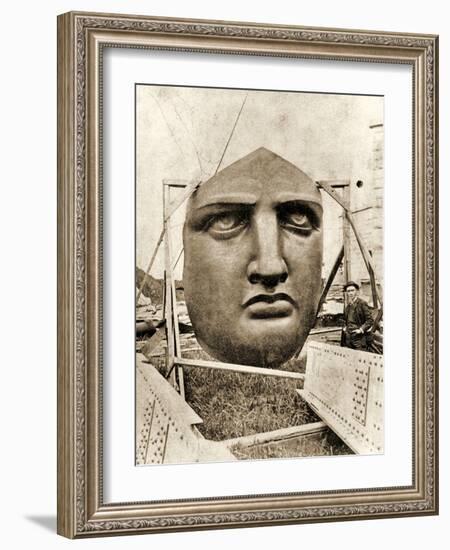The Construction of the Statue of Liberty, Detail of the Face, C.1876-null-Framed Photographic Print