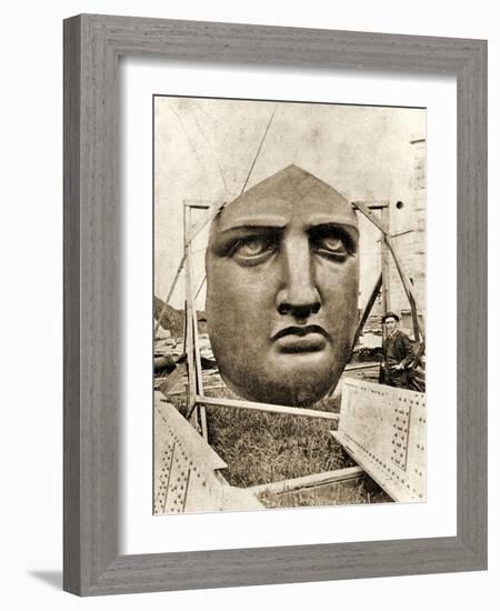 The Construction of the Statue of Liberty, Detail of the Face, C.1876-null-Framed Photographic Print