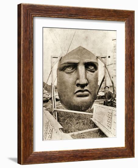 The Construction of the Statue of Liberty, Detail of the Face, C.1876-null-Framed Photographic Print