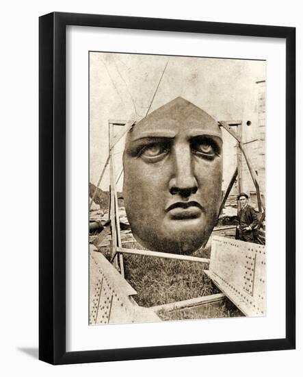 The Construction of the Statue of Liberty, Detail of the Face, C.1876-null-Framed Photographic Print